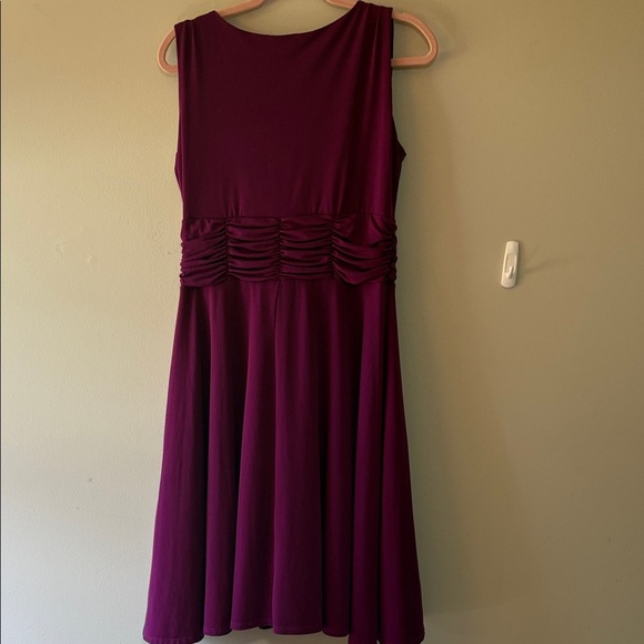 Aa Studio Deep Purple Gathered Midi Dress Size 14 - Picture 7 of 7